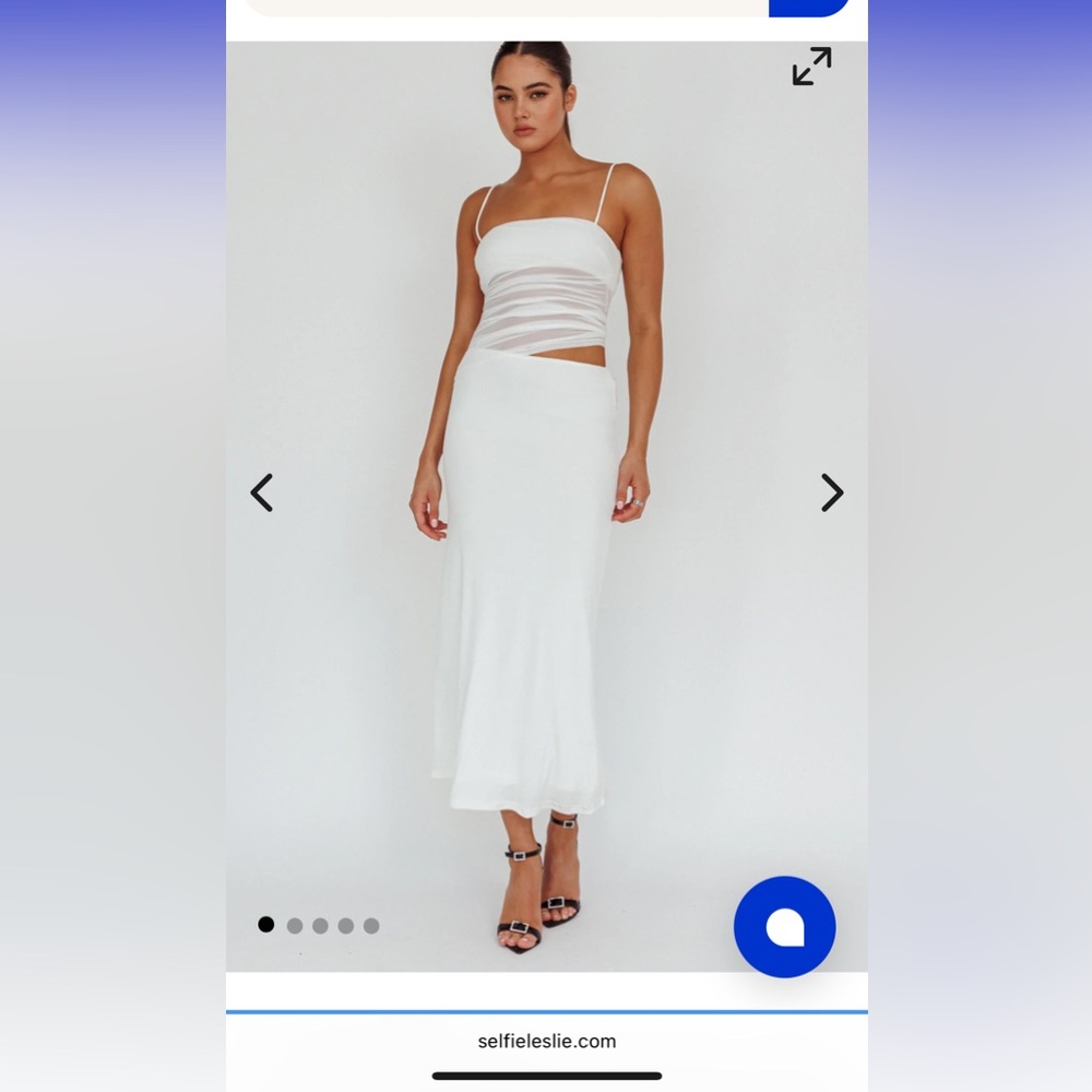 Lorely Ruched Bodice Midi Dress Vanilla